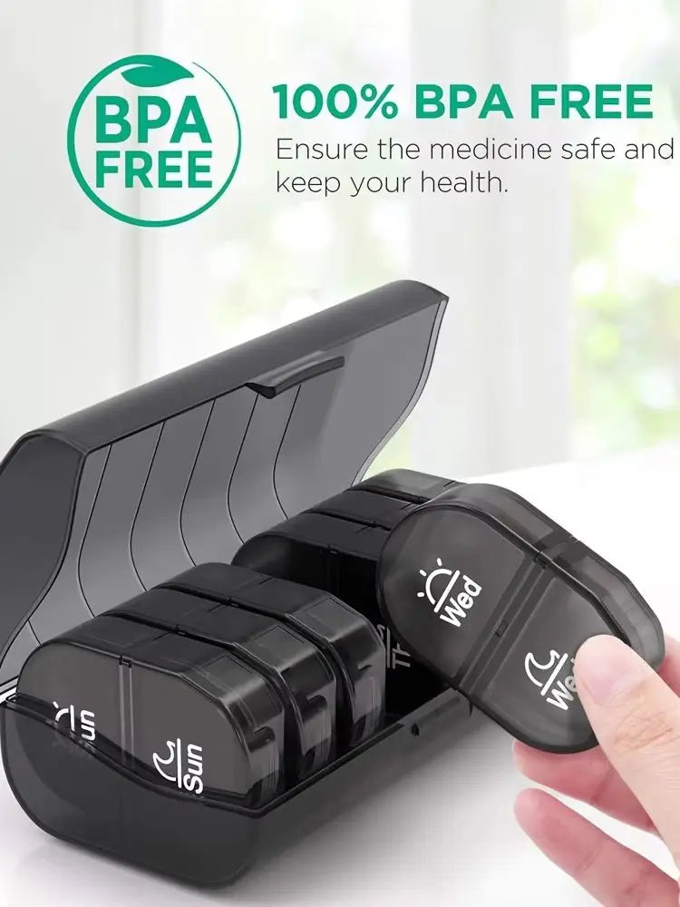 7-Day Pill Organizer AM/PM - Large Compartment Vitamin & Medicine Planner