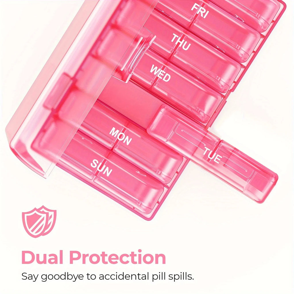7-Day Pill Organizer AM/PM - Large Compartment Vitamin & Medicine Planner