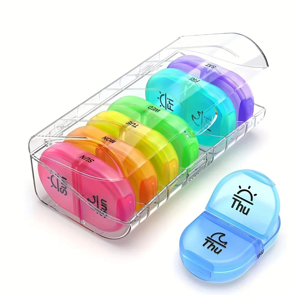 7-Day Pill Organizer AM/PM - Large Compartment Vitamin & Medicine Planner - Transparent