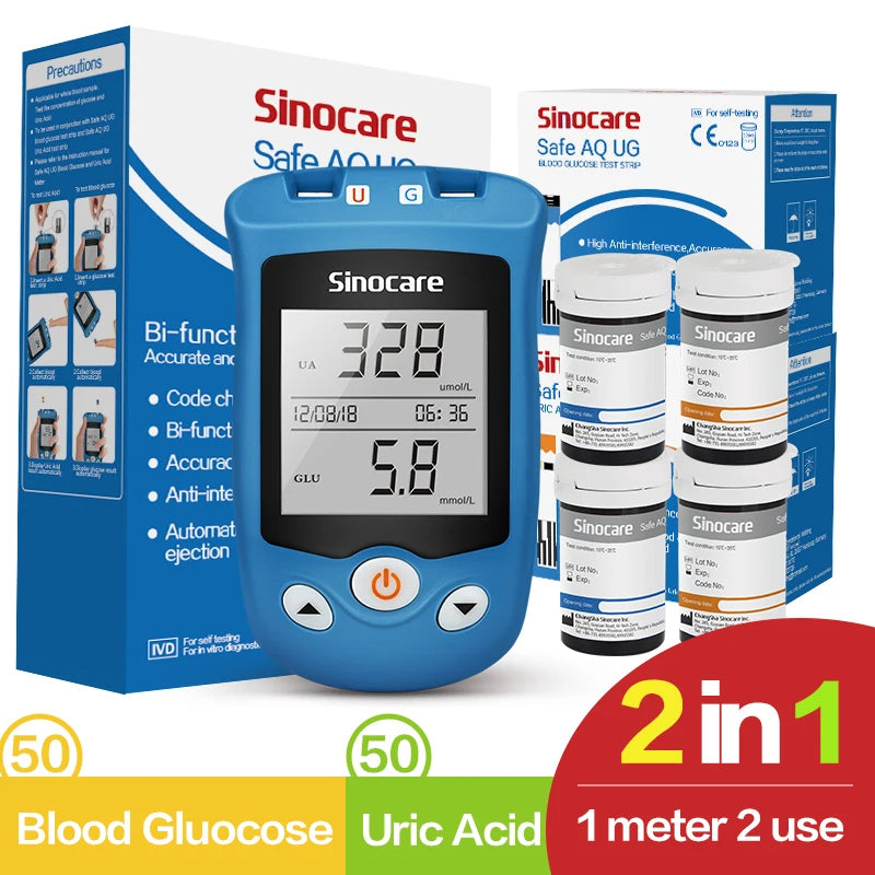 Sinocare  Glucometer & Uric Acid Test Kit