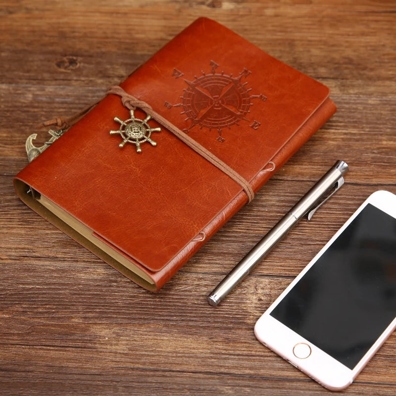 Retro Spiral Vintage Pirate Anchors Leather Note Book