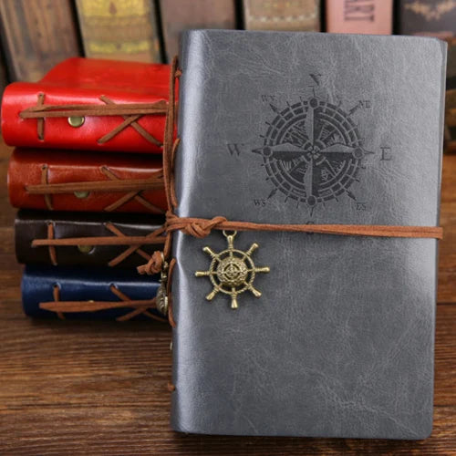 Retro Spiral Vintage Pirate Anchors Leather Note Book