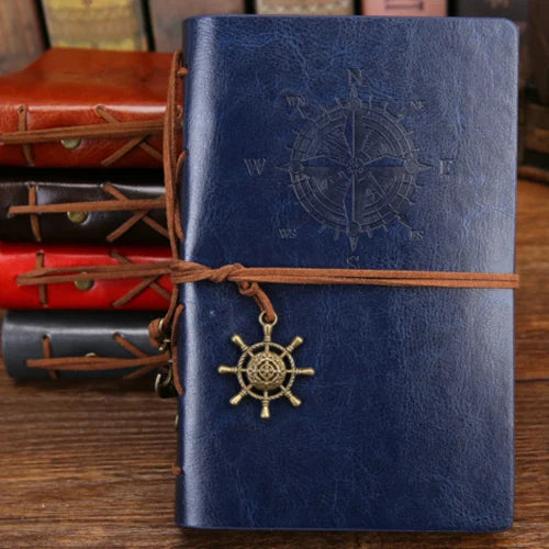 Retro Spiral Vintage Pirate Anchors Leather Note Book