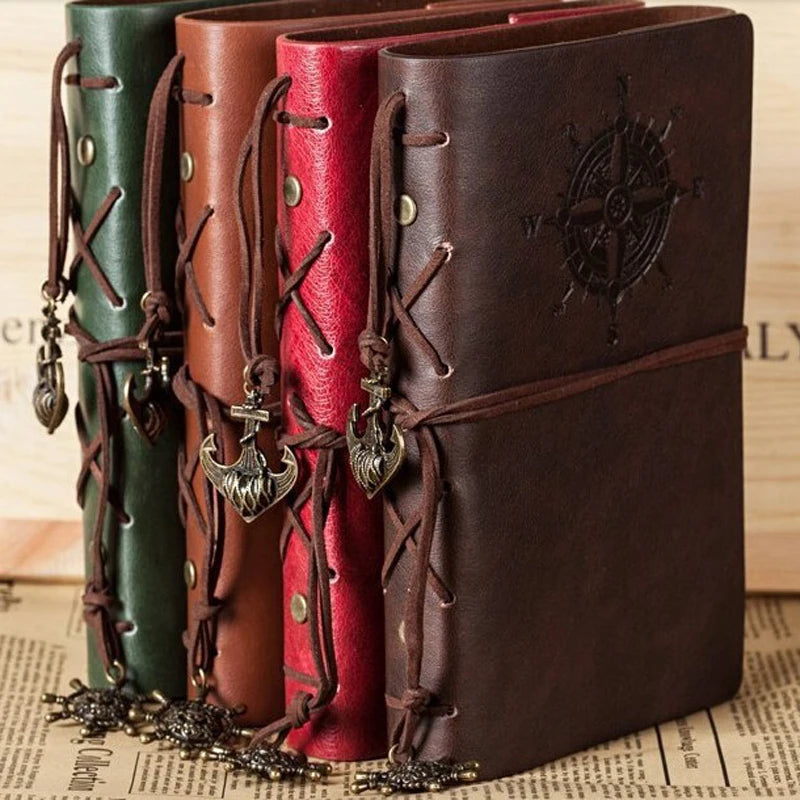 Retro Spiral Vintage Pirate Anchors Leather Note Book
