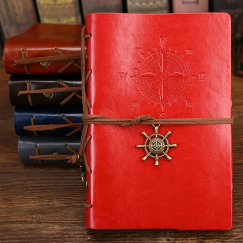 Retro Spiral Vintage Pirate Anchors Leather Note Book