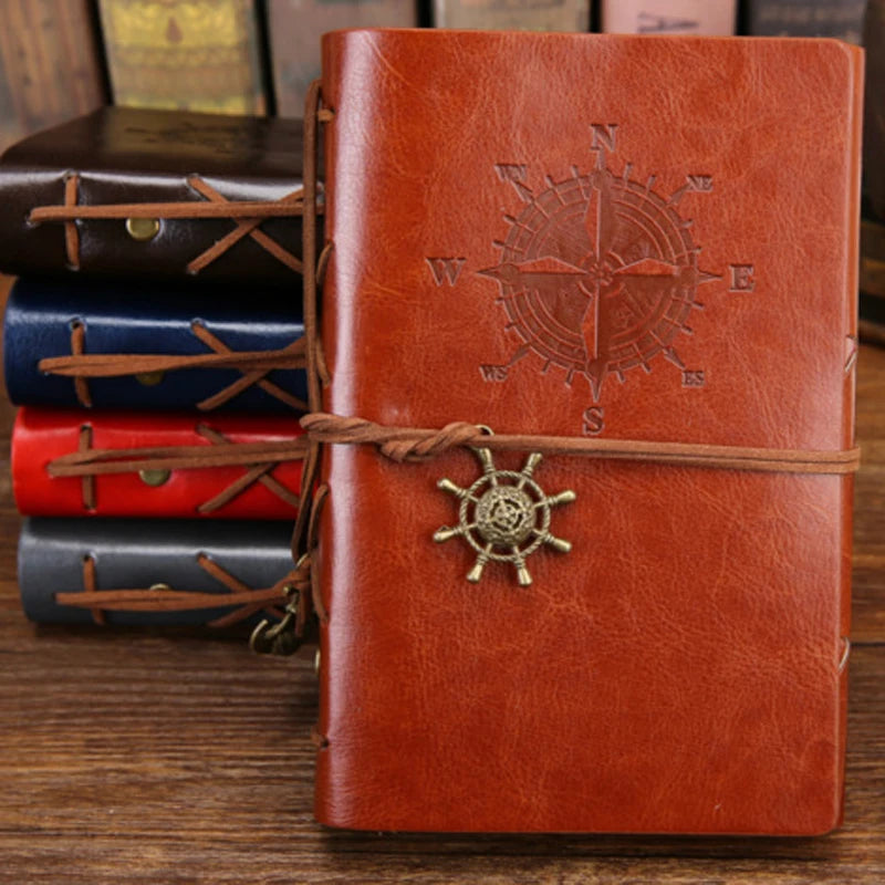Retro Spiral Vintage Pirate Anchors Leather Note Book