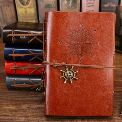 Retro Spiral Vintage Pirate Anchors Leather Note Book