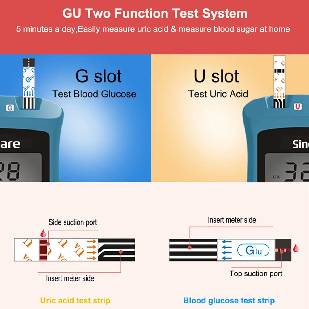 Sinocare  Glucometer & Uric Acid Test Kit