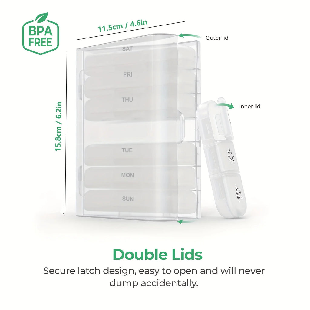 1 Set Pill Box 7 Days Organizer 21 Grids 3 Times One Day Portable Travel With Large Compartments For Vitamins Medicine Fish Oils