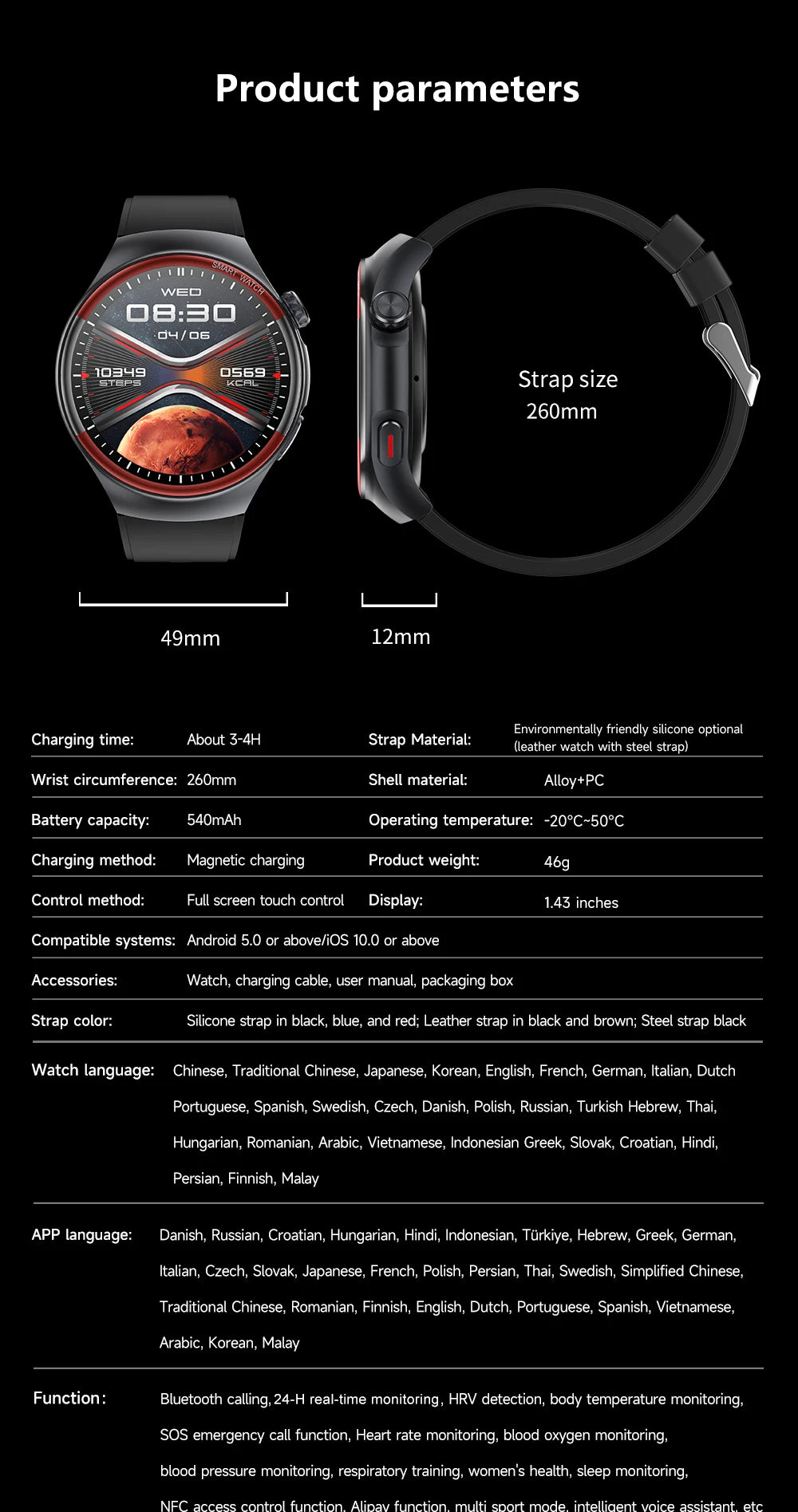 Medical-Grade Smart Watch | Blood Pressure, Heart Rate & Pulse Monitor | Nursing & Healthcare