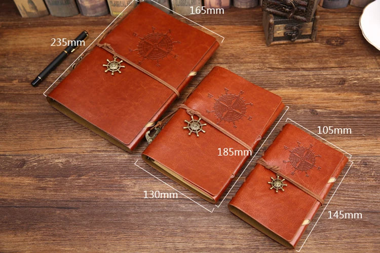 Retro Spiral Vintage Pirate Anchors Leather Note Book