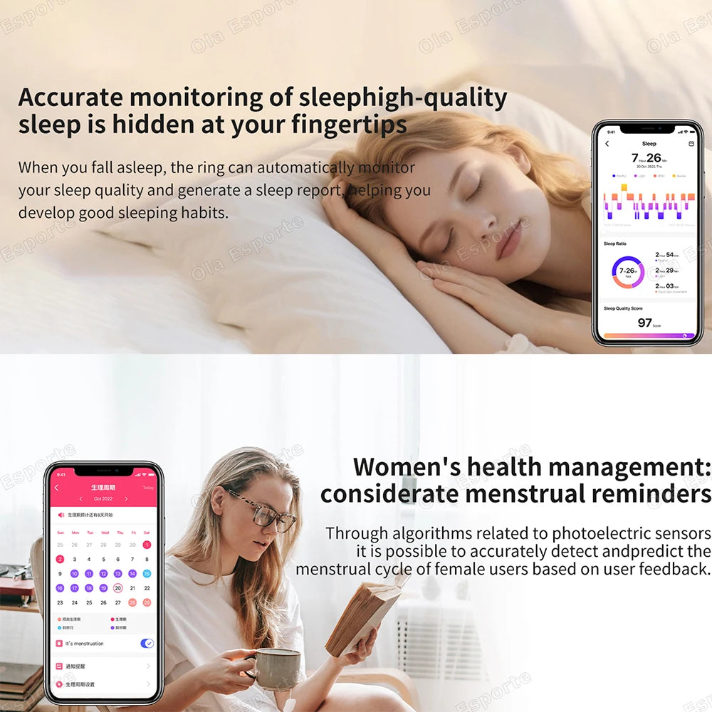 Smart Ring | Multicolor Diamond Design | Heart Rate, BP & Sleep Monitor