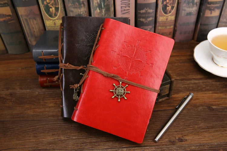 Retro Spiral Vintage Pirate Anchors Leather Note Book