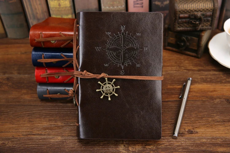 Retro Spiral Vintage Pirate Anchors Leather Note Book
