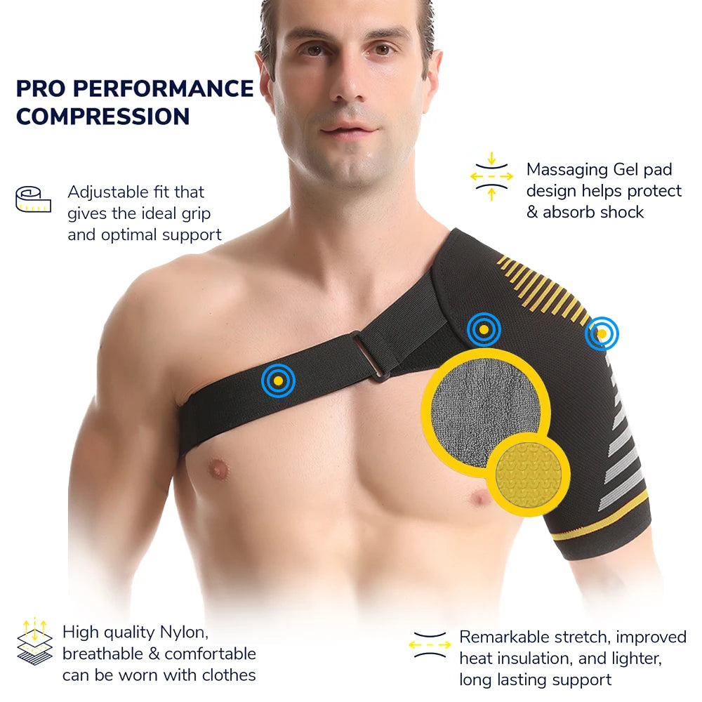 Professional Shoulder Brace - Support and Compression Sleeve, AC Joint - Arm Immobilizer Wrap, Stability Strap - for Men & Women