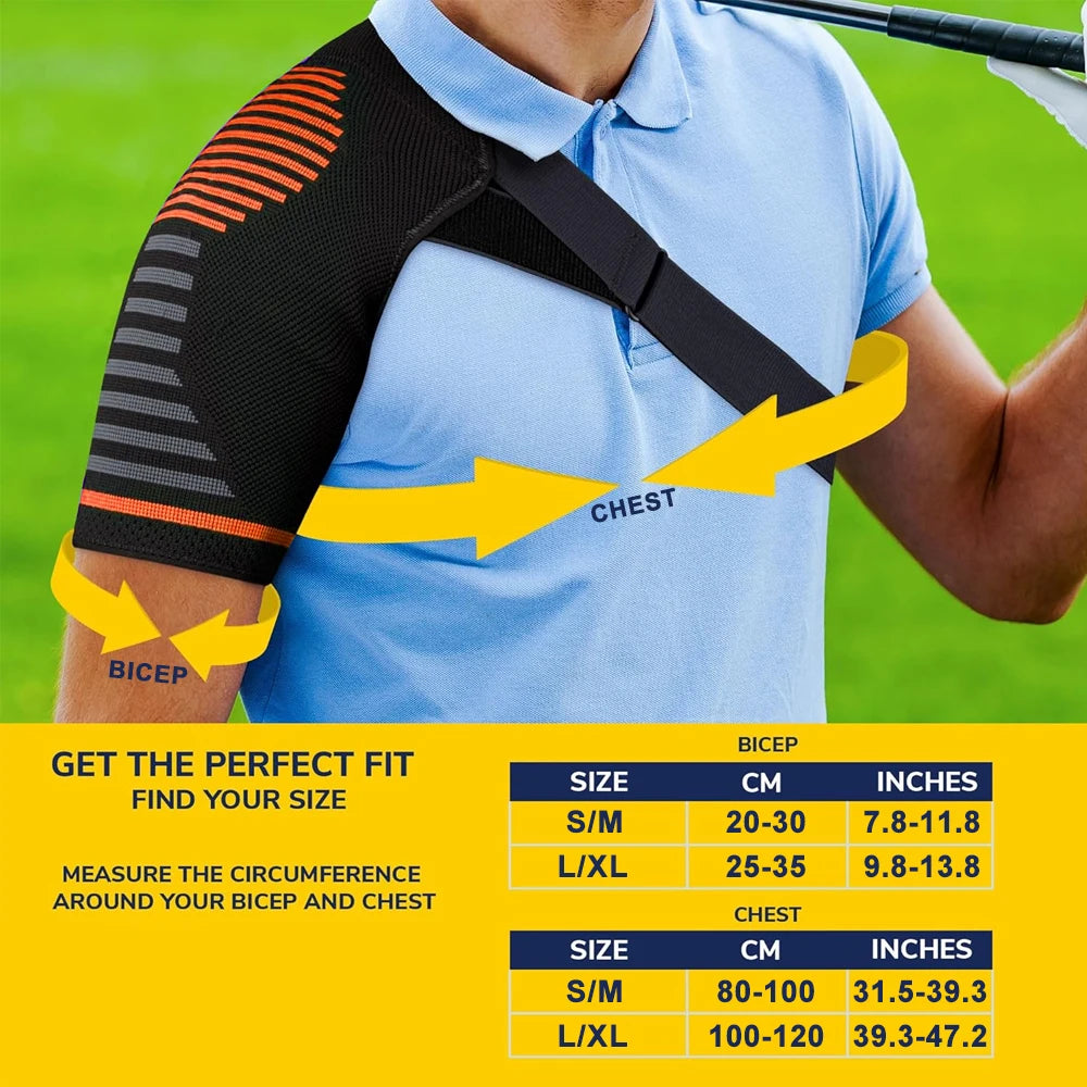 Professional Shoulder Brace - Support and Compression Sleeve, AC Joint - Arm Immobilizer Wrap, Stability Strap - for Men & Women
