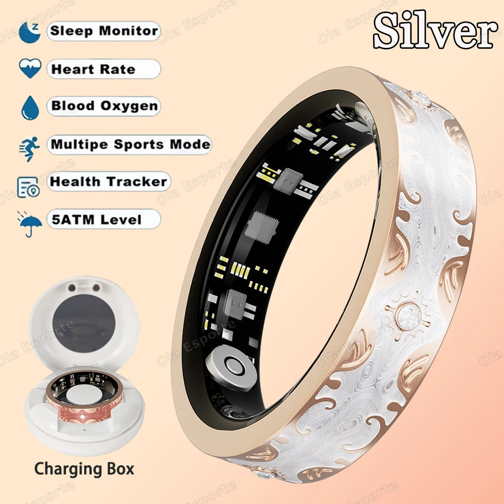 Smart Ring | Multicolor Diamond Design | Heart Rate, BP & Sleep Monitor