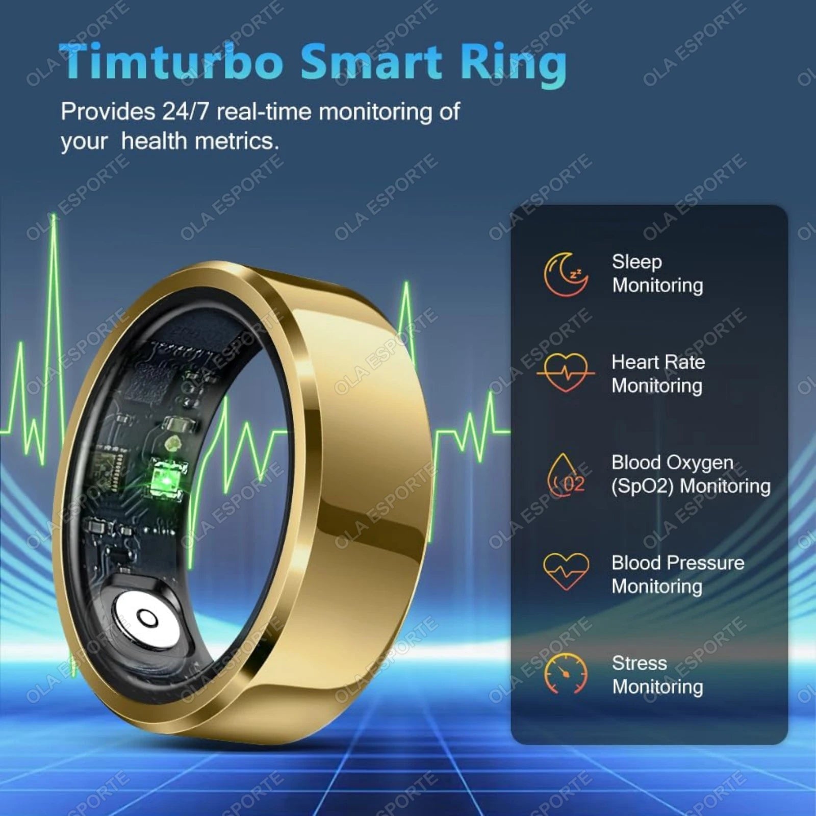 2025 Premium Smart Ring | IP68 Waterproof | Blood Pressure, Heart Rate & Sleep Tracking