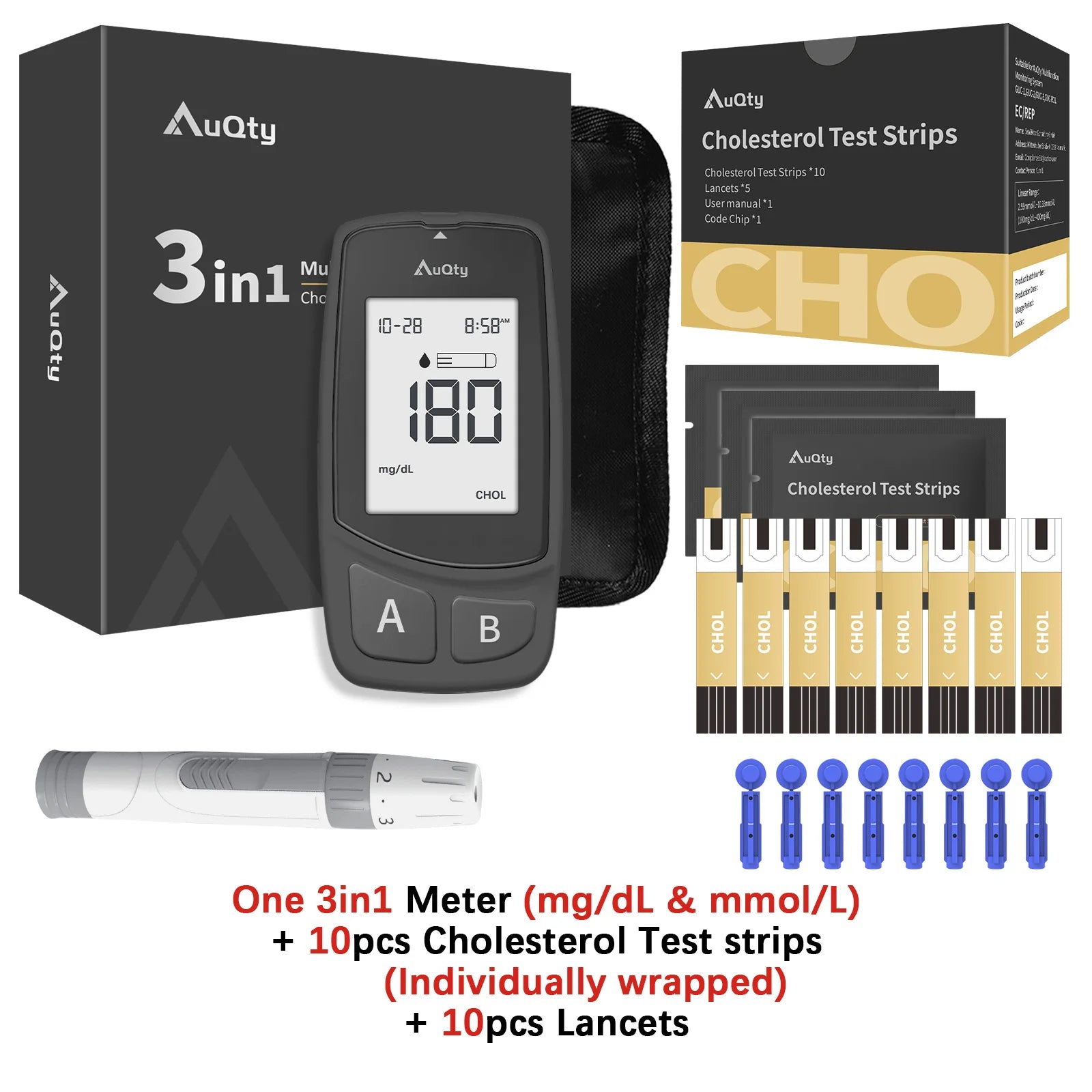 3in1 Multifunction Cholesterol Uric Acid Glucometer Kit