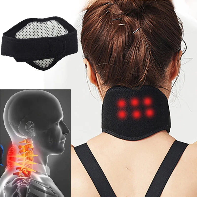 1Pc Self-heating Tourmaline Neck Magnetic Therapy Support Tourmaline Belt Wrap Brace Pain Relief Cervical Vertebra Protection