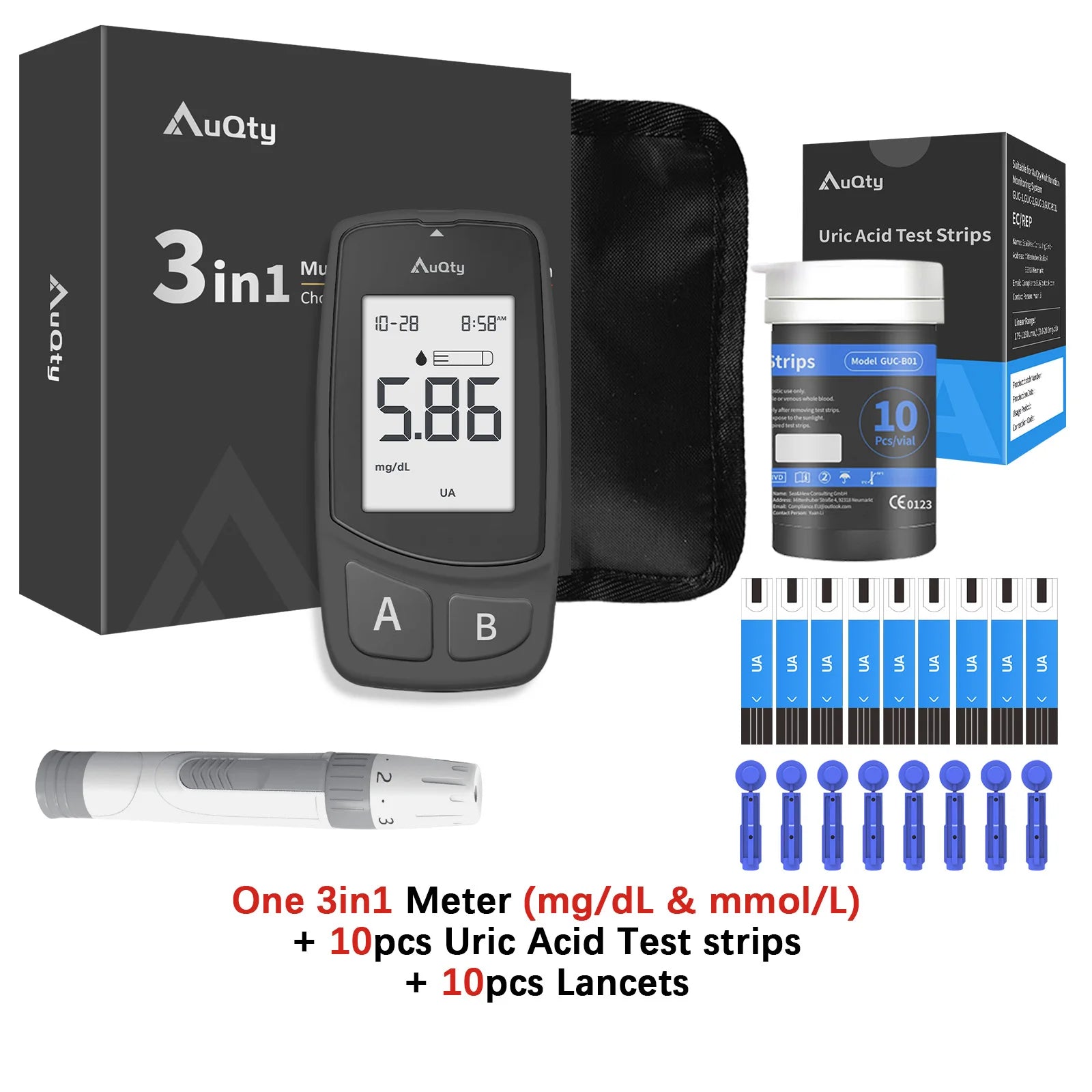 3in1 Multifunction Cholesterol Uric Acid Glucometer Kit