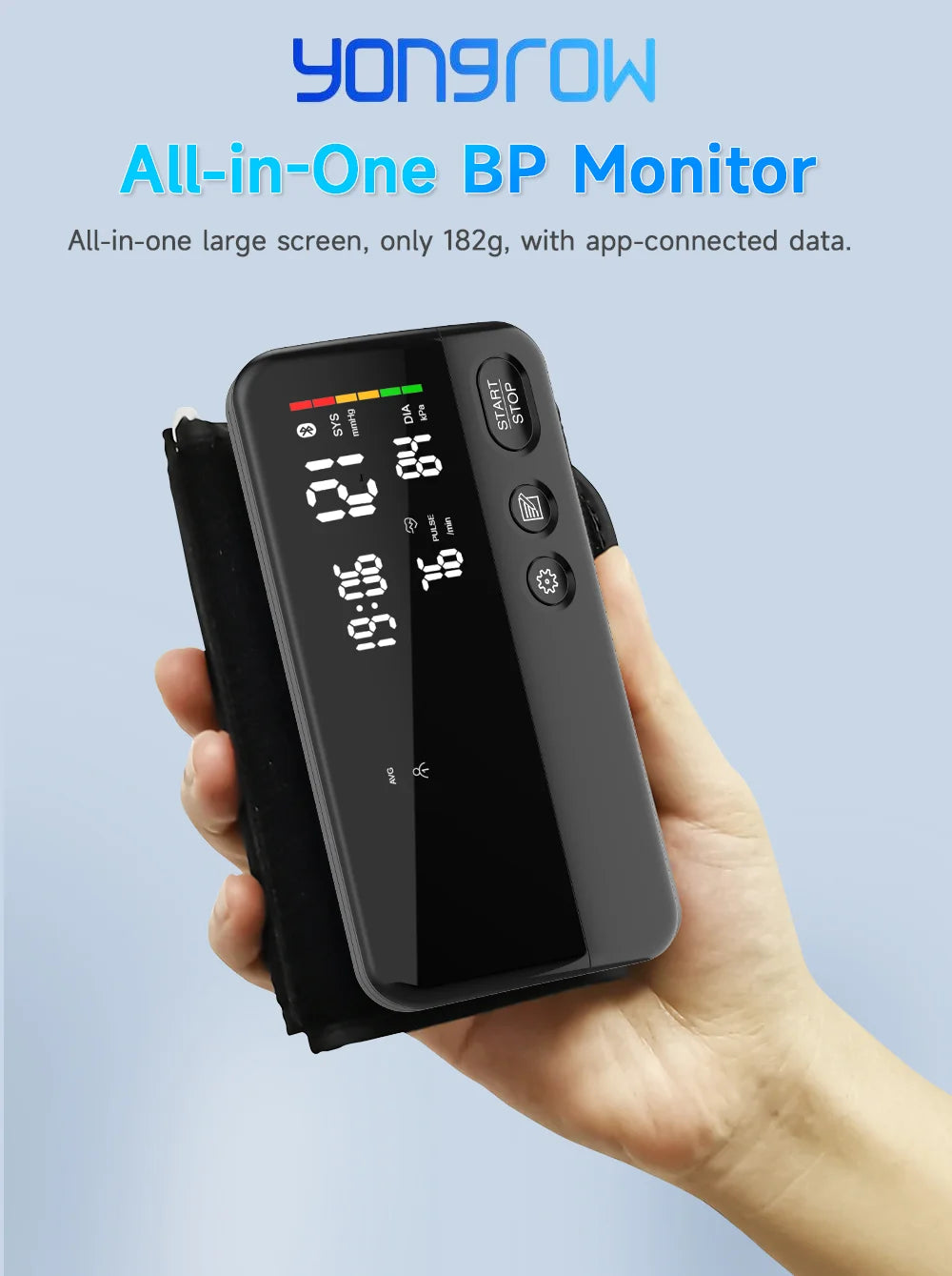Yongrow Smart BP Monitor | LED Display | App-Connected Heart Rate Tracking