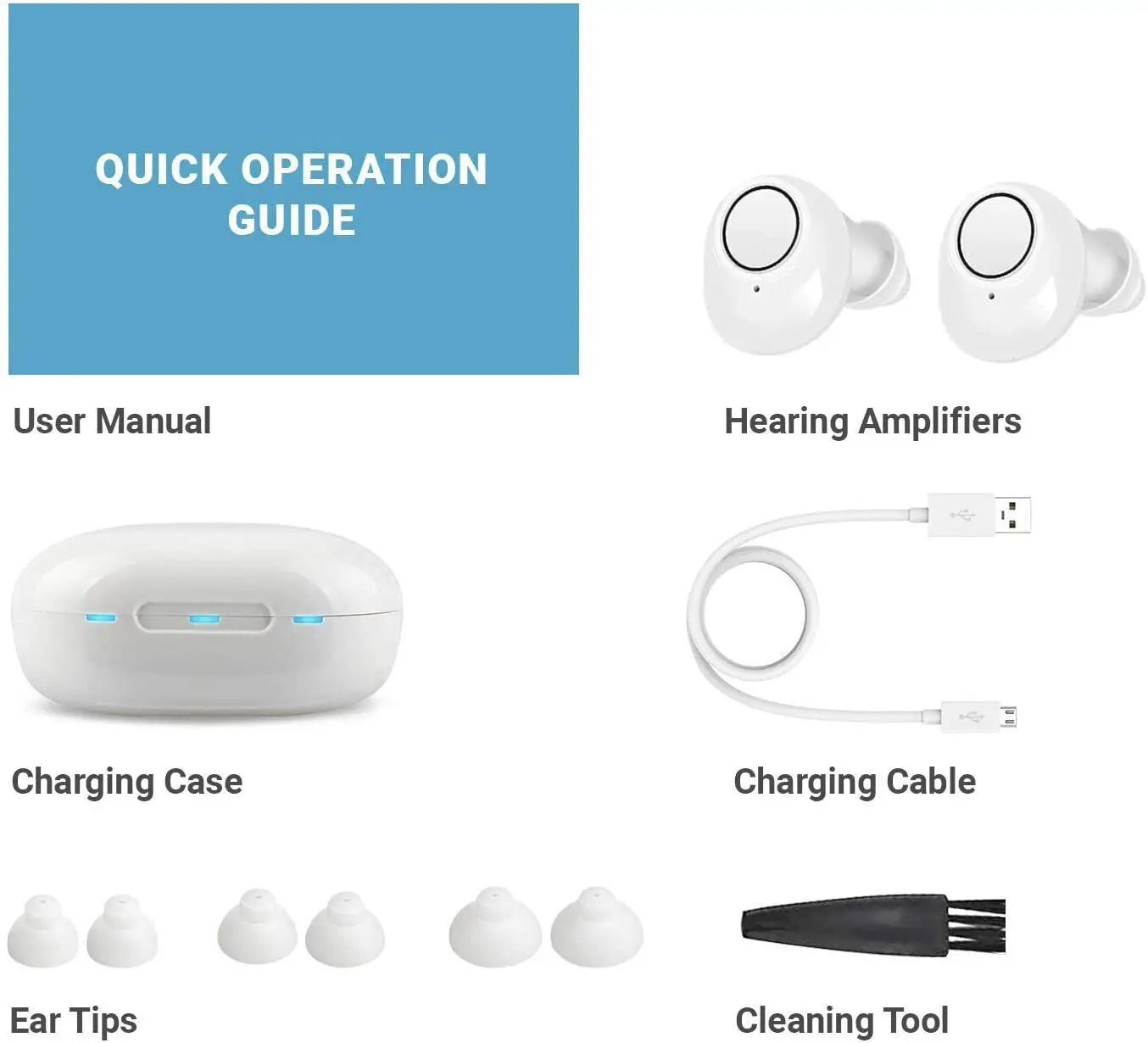 JINGHAO Rechargeable Hearing Aids Digital Hearing Amplifier In Ear Enhancer Voice Hearing Loss for Eldly White