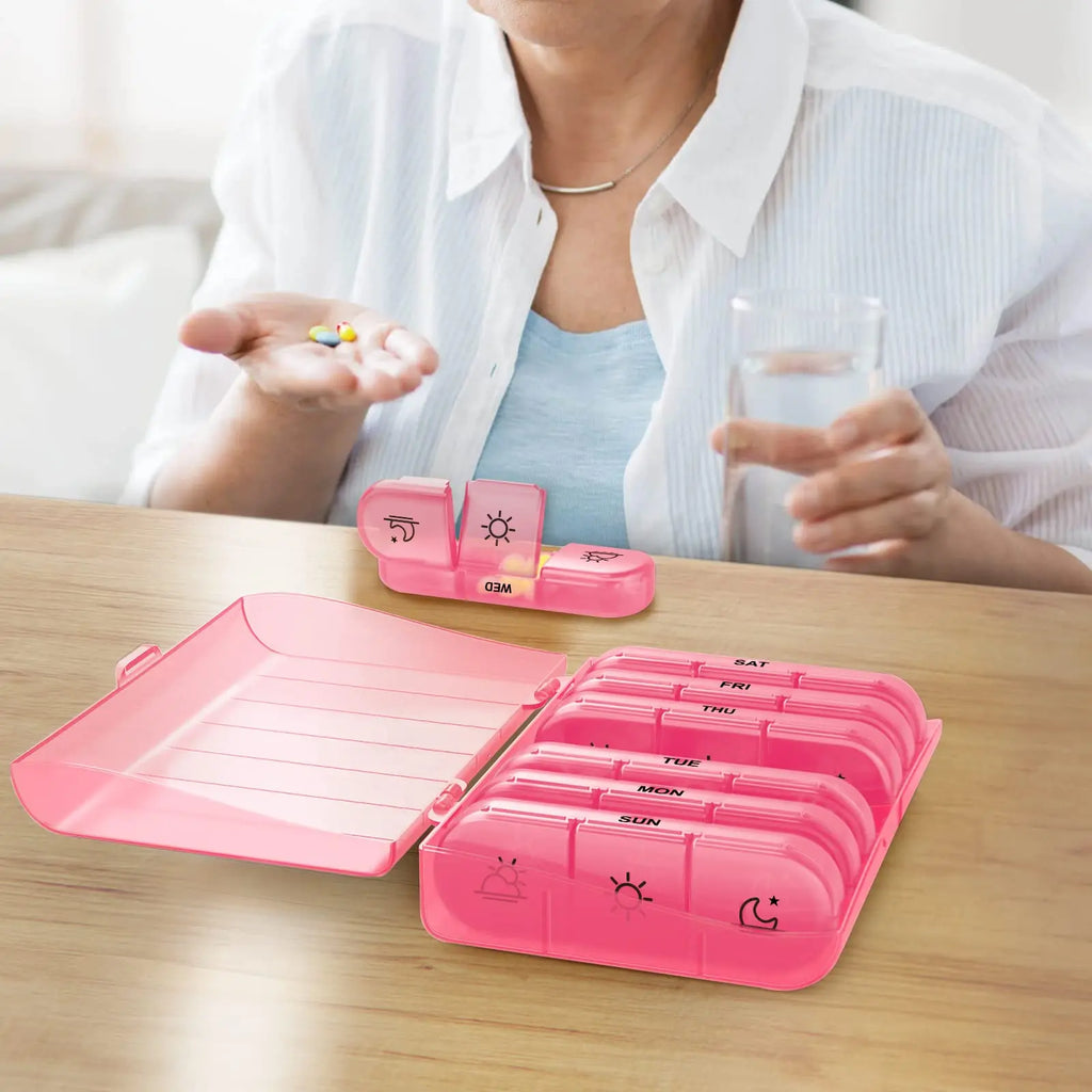 1 Set Pill Box 7 Days Organizer 21 Grids 3 Times One Day Portable Travel With Large Compartments For Vitamins Medicine Fish Oils
