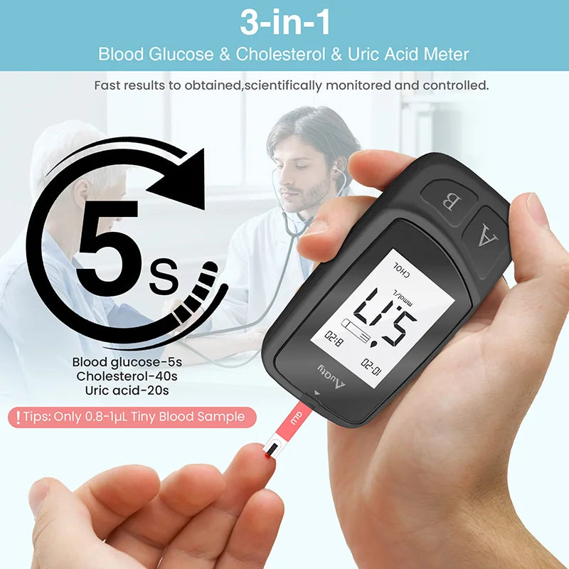 3in1 Multifunction Cholesterol Uric Acid Glucometer Kit