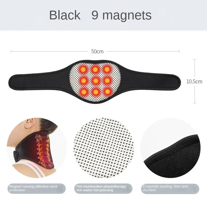 1Pc Self-heating Tourmaline Neck Magnetic Therapy Support Tourmaline Belt Wrap Brace Pain Relief Cervical Vertebra Protection