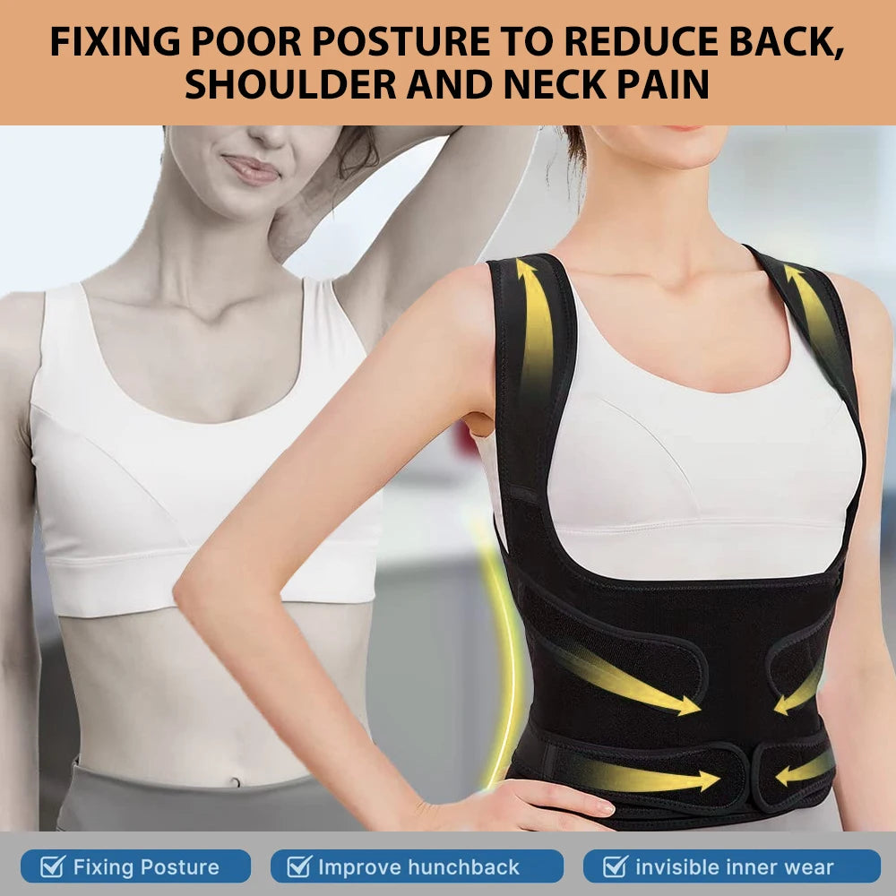 Back Brace and Posture Corrector for Men and Women, Back Straightener Posture Corrector Scoliosis & Hunchback Correction Support