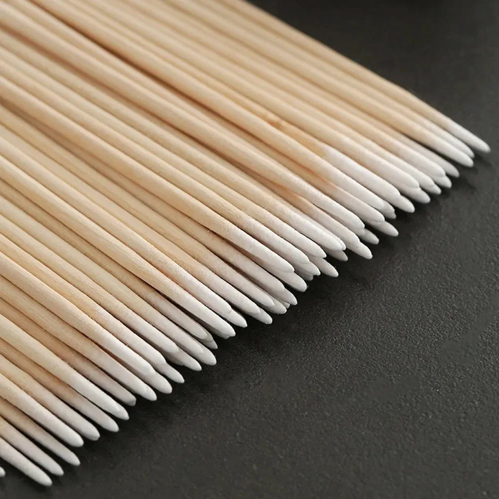 100/300/500 Nails Wooden Tip Cotton Stick Buds Disposable Ultra-Detail Corrector Nail Polish Remover Clean Sticks Manicure Tools