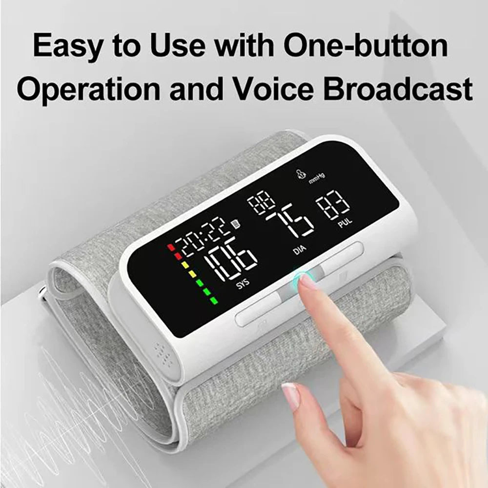 Full Upper Arm Blood Pressure Monitor Rechargeable Digital Three Color LCD large Screen Blood Pressure Monitor With Voice
