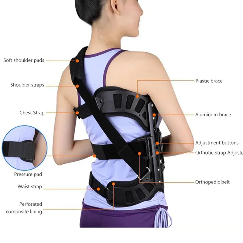 1Set Fixed Spinal Brace Aluminium Alloy Breathable Fixed Spinal Straightener Brace for Children Adults Scoliosis Correcting Brac