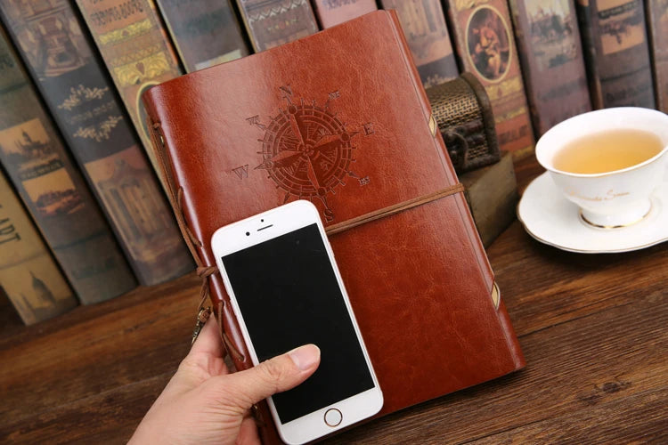 Retro Spiral Vintage Pirate Anchors Leather Note Book