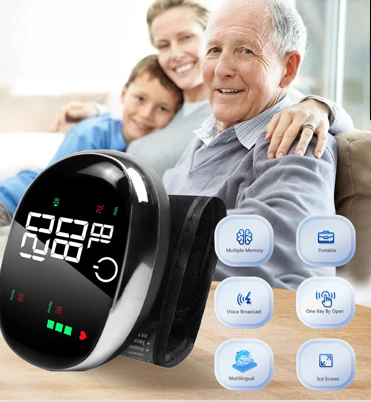 Automatic Wrist BP Monitor with Voice Readout | LCD Smart Touch