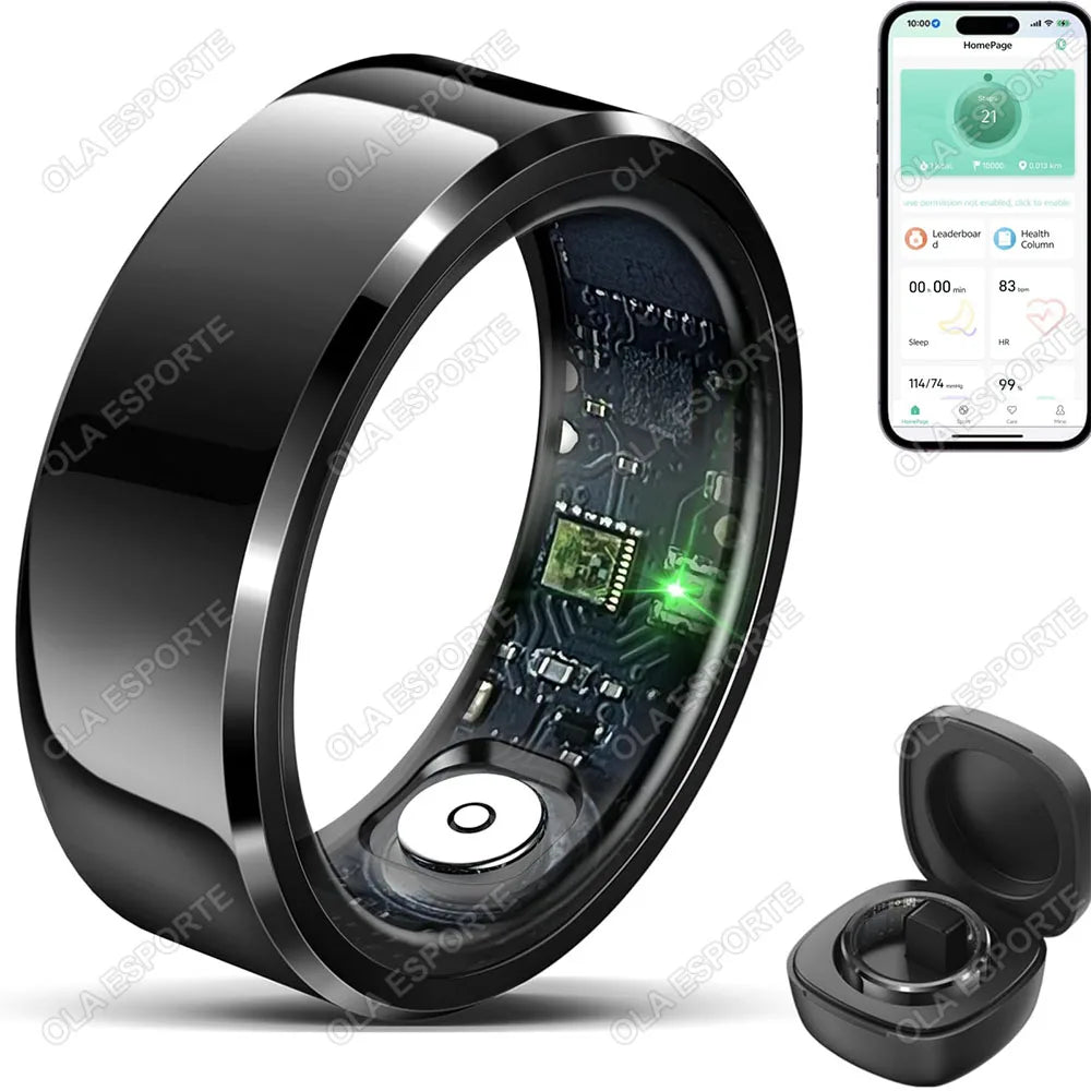 2025 Premium Smart Ring | IP68 Waterproof | Blood Pressure, Heart Rate & Sleep Tracking