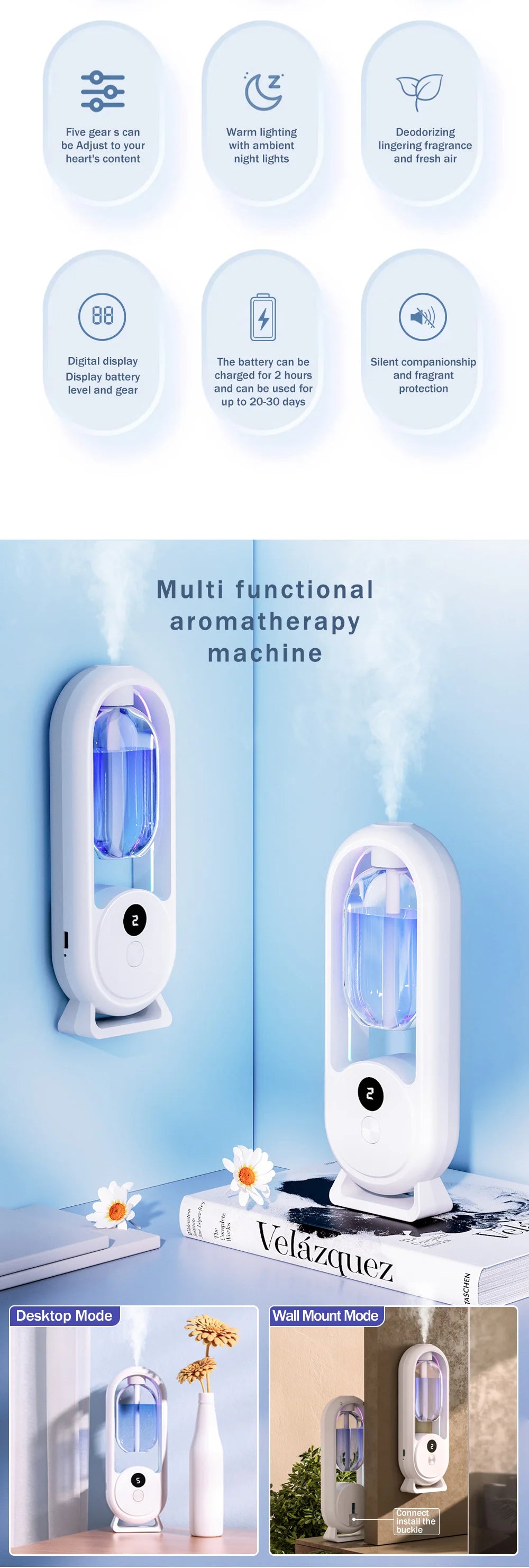 Rechargeable portable aroma diffuser