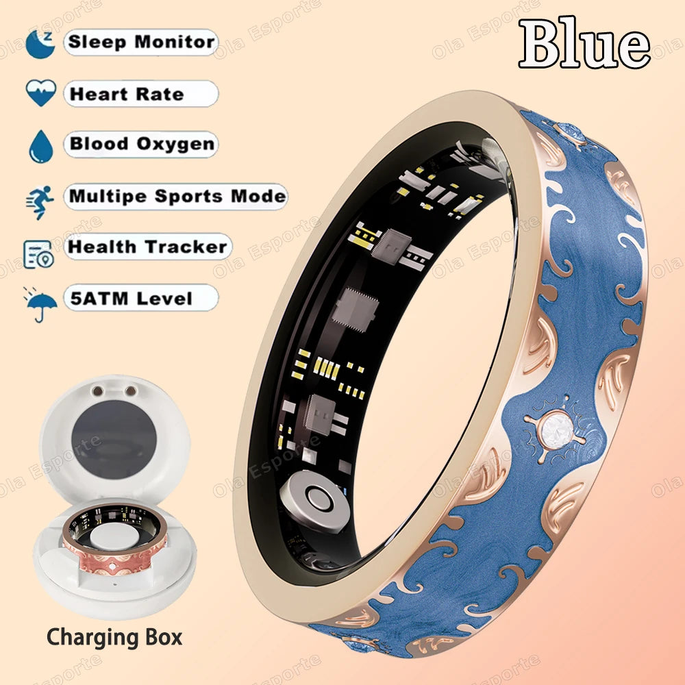 Smart Ring | Multicolor Diamond Design | Heart Rate, BP & Sleep Monitor