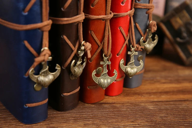 Retro Spiral Vintage Pirate Anchors Leather Note Book