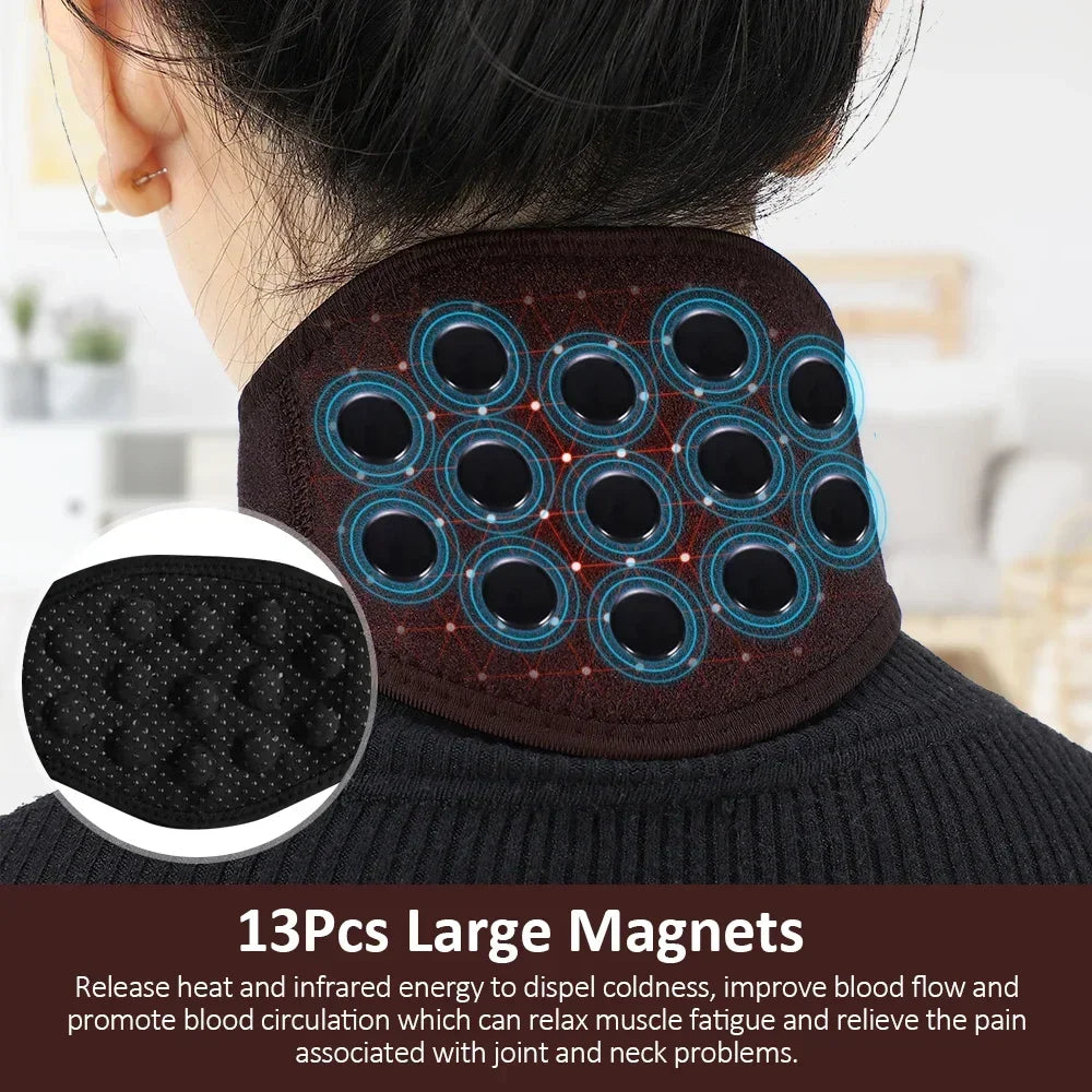 13/19pcs Magnetic Self-heating Neck Brace Tourmaline Infrared Therapy Pain Relief Cervical Protection Neck Support Belt Neck