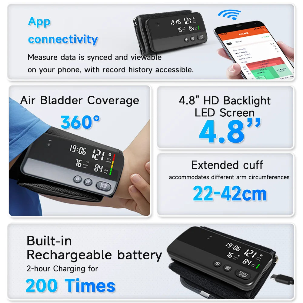 Yongrow Smart BP Monitor | LED Display | App-Connected Heart Rate Tracking