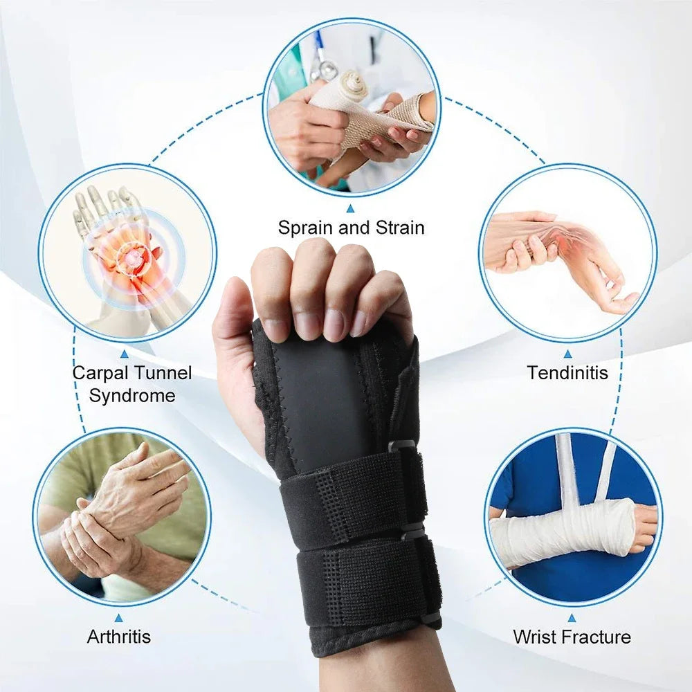 1Pcs Wrist Brace Carpal Tunnel, Adjustbale Wrist Support and Metal Splint Stabilizer, Night Sleeep Hand Brace for Pain Relief