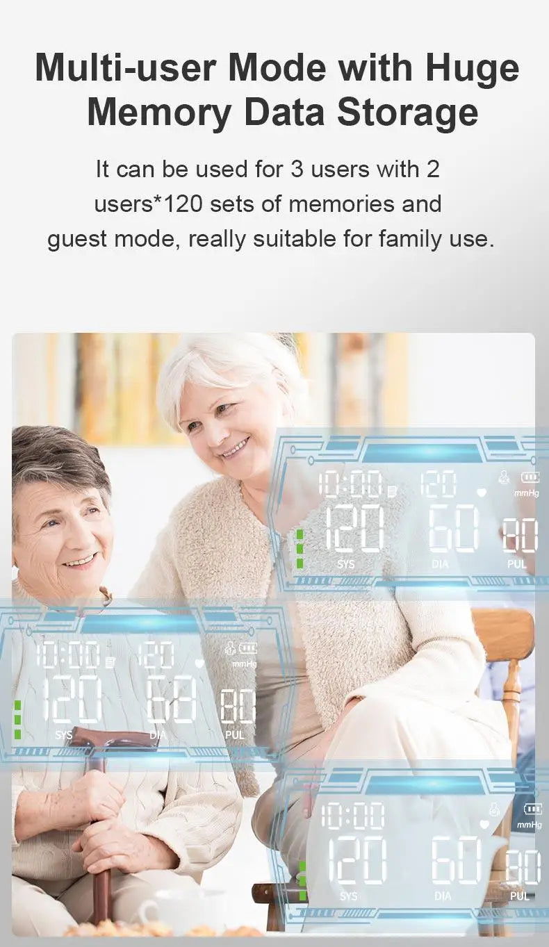 Rechargeable Upper Arm Monitor | 3-Color LCD | English Voice Guidance