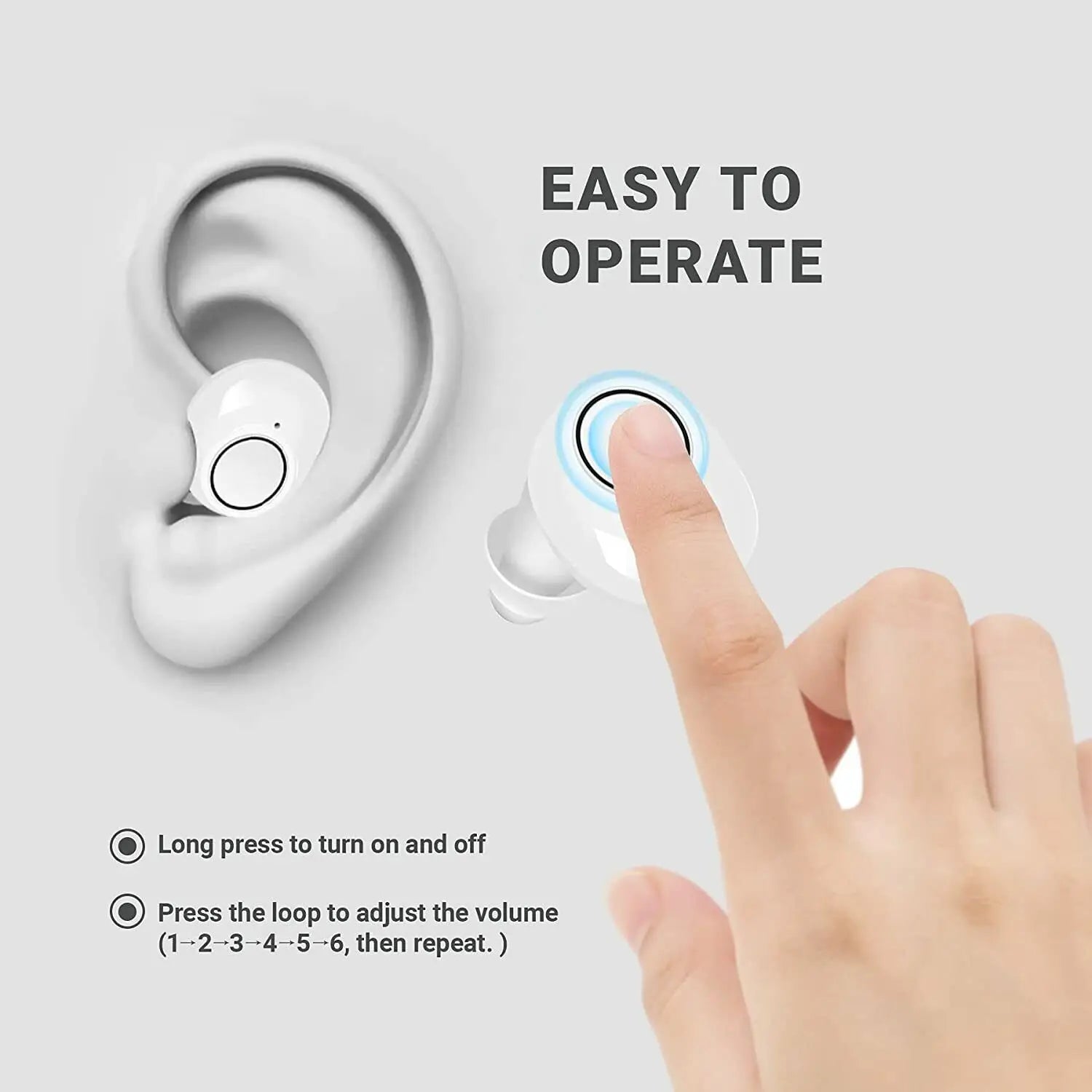 JINGHAO Rechargeable Hearing Aids Digital Hearing Amplifier In Ear Enhancer Voice Hearing Loss for Eldly White