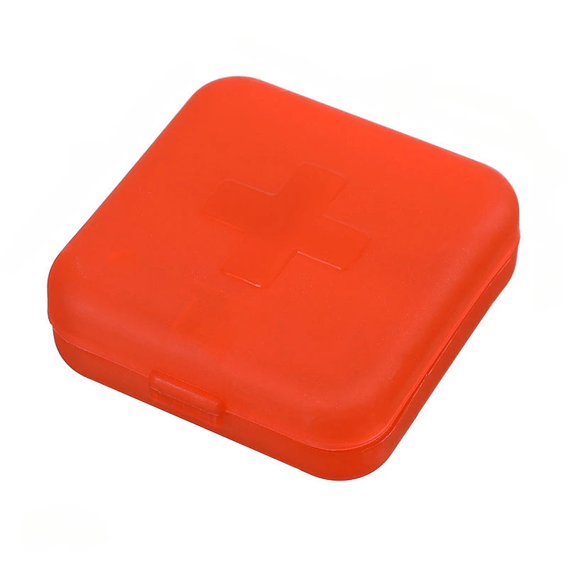 4Grids Cross Print Pill Box Portable Mini Plastic Pill Storage Pure Color Pocket Medicine Box Outdoor Home Pill Case