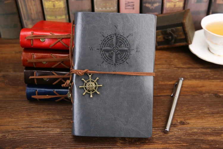 Retro Spiral Vintage Pirate Anchors Leather Note Book