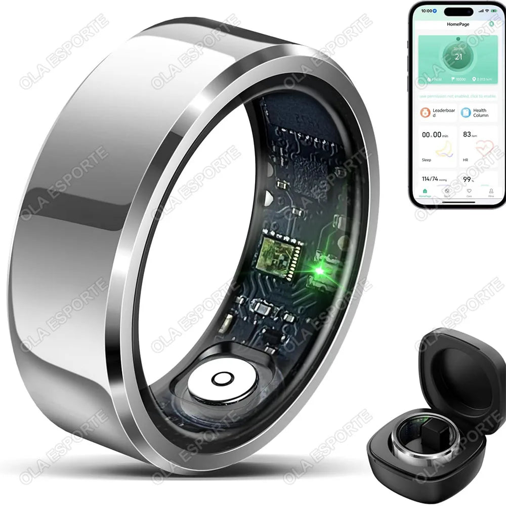 2025 Premium Smart Ring | IP68 Waterproof | Blood Pressure, Heart Rate & Sleep Tracking
