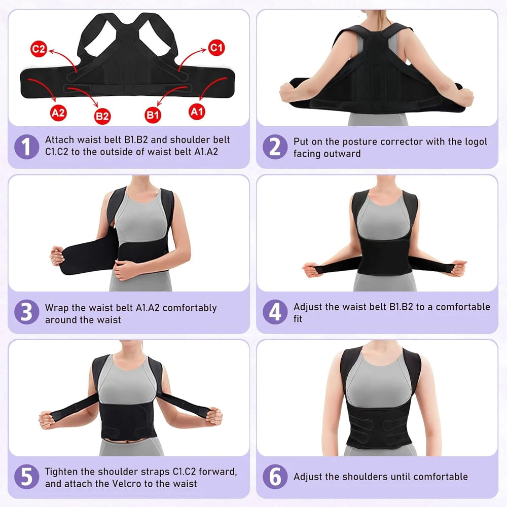 Back Brace and Posture Corrector for Men and Women, Back Straightener Posture Corrector Scoliosis & Hunchback Correction Support