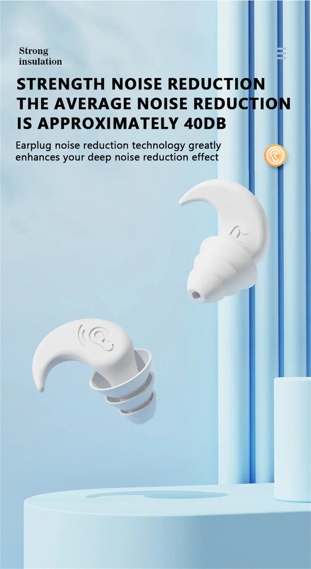 Anti Noise Silicone Waterproof Ear Plugs